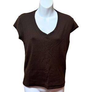 Chico's Women's Size Small Brown V-Neck Tee